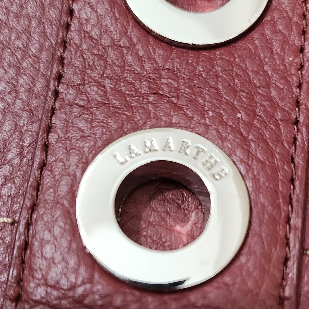 Lamarthe Paris Rust Red Pebbled Leather Shoulder Bag - Picture 6 of 9